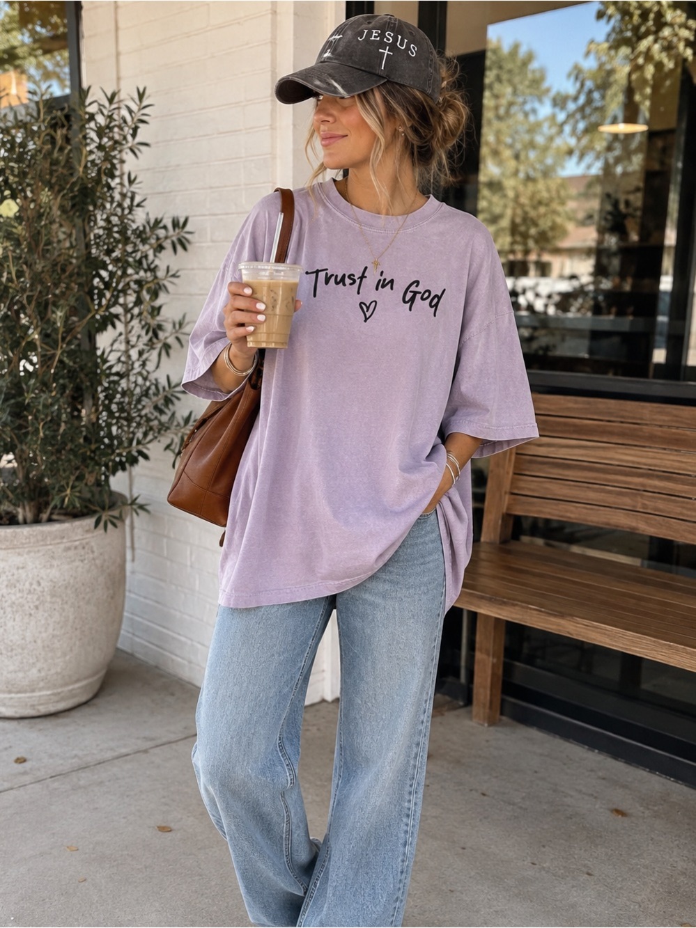 Comfort Colors Lavender 'Trust in God' Oversized Tee